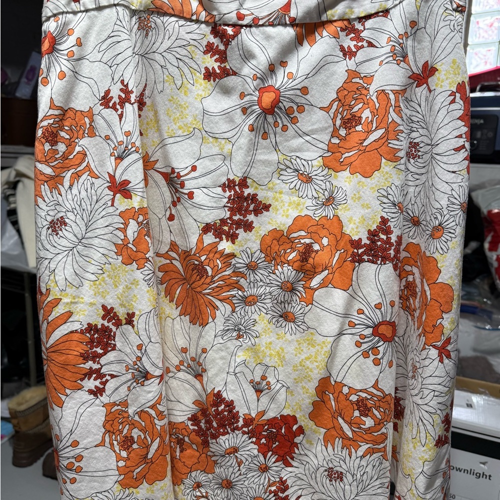 Ann Taylor Orange and White Floral Maxi Skirt